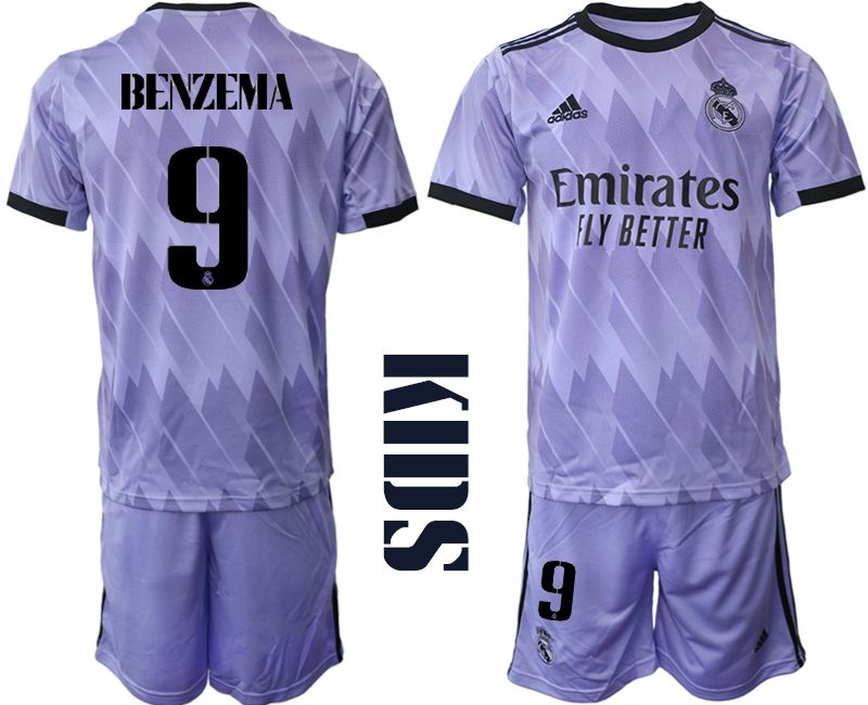 Youth 2022-2023 Club Real Madrid away purple #9 Soccer Jersey->customized soccer jersey->Custom Jersey